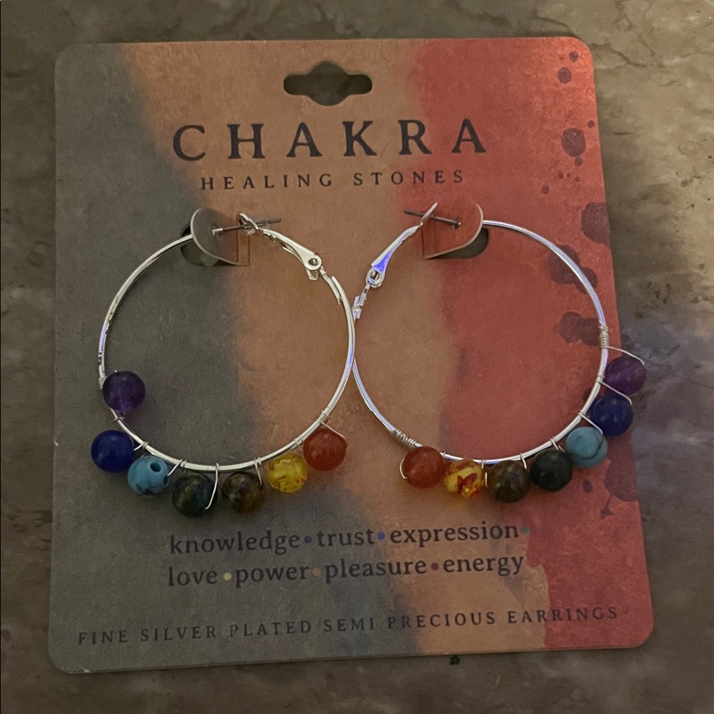 Healing Stones Silver Hoop Earrings